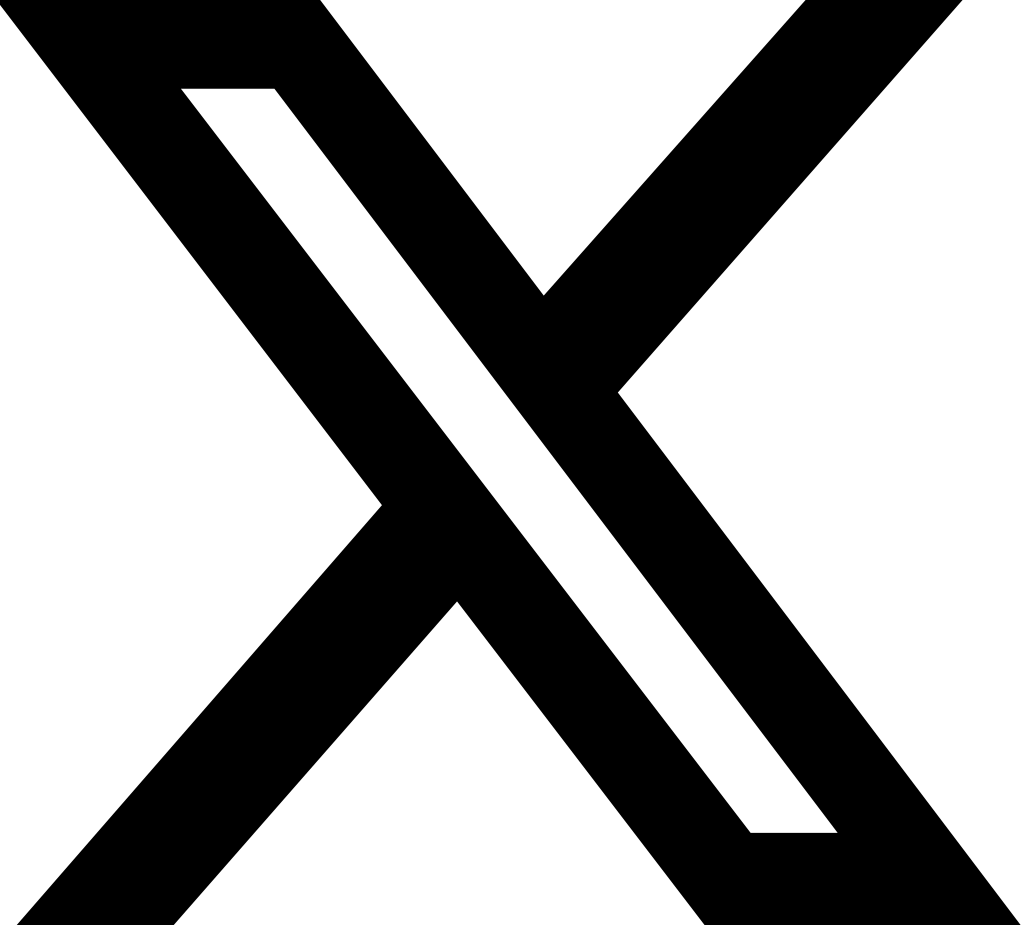 X logo (Transparent background, X formed of 'X' character with top-left to bottom-right part containing open section imposed in black)